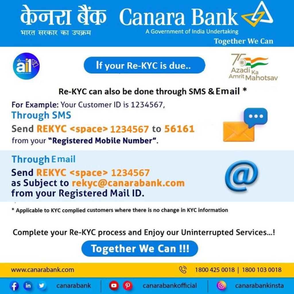 canara bank online kyc update mobile number