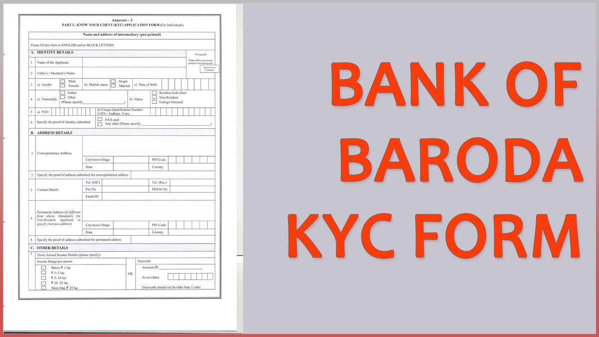 BOB KYC Update Form, Bank of Baroda KYC Form 2024, Re KYC Form